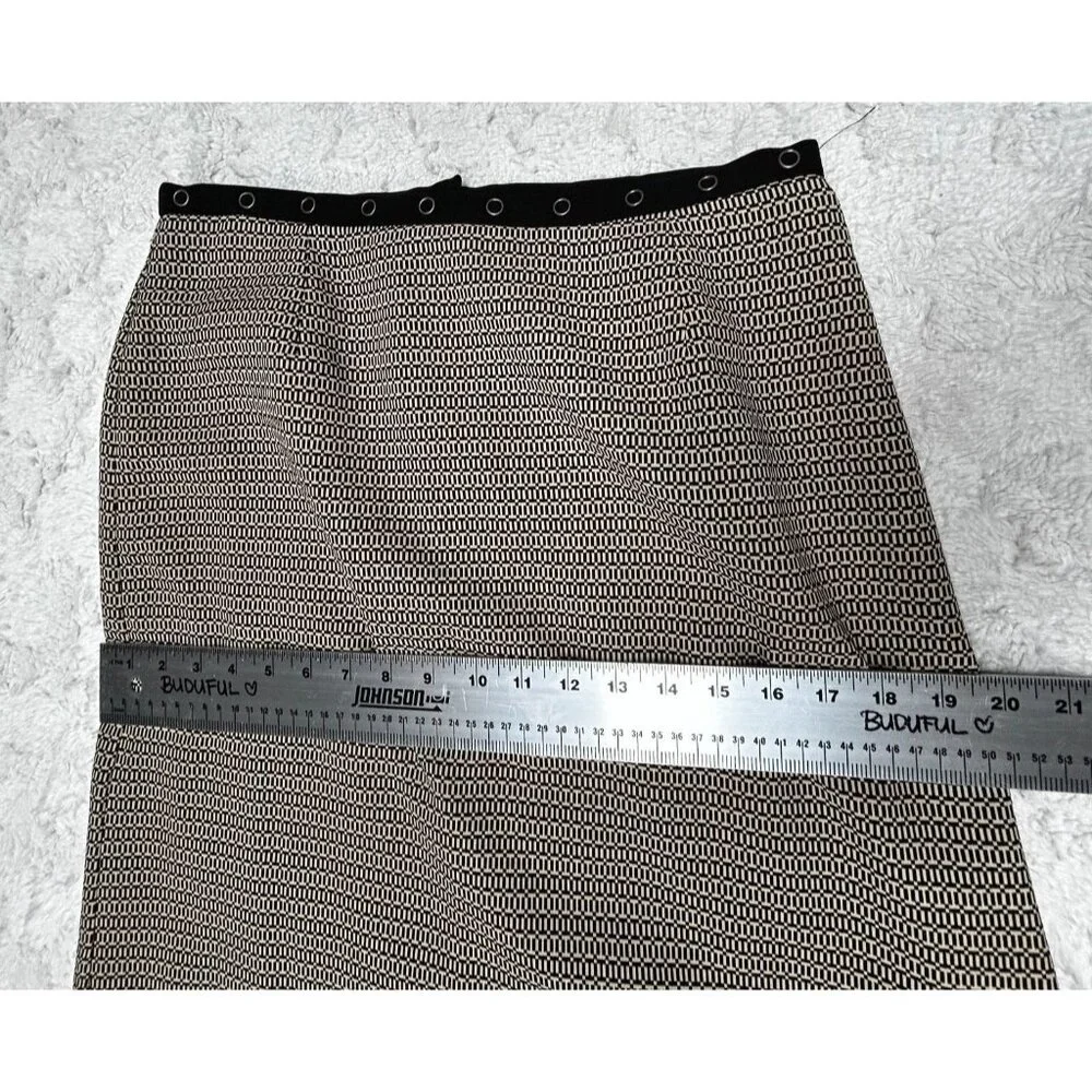 Norton McNaughton Petites Womens Black/Ivory Geometric Print A-Line Skirt 10P